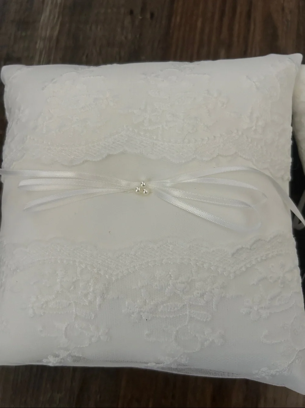 2 White Lace Ring Bearer Pillow Set - Classic Wedding Accent